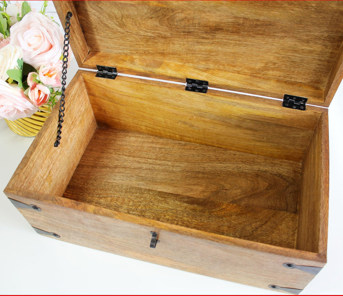 Wooden Treasure Chest with Lock