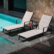 3-Piece Outdoor Chaise Lounge Set with Side Table
