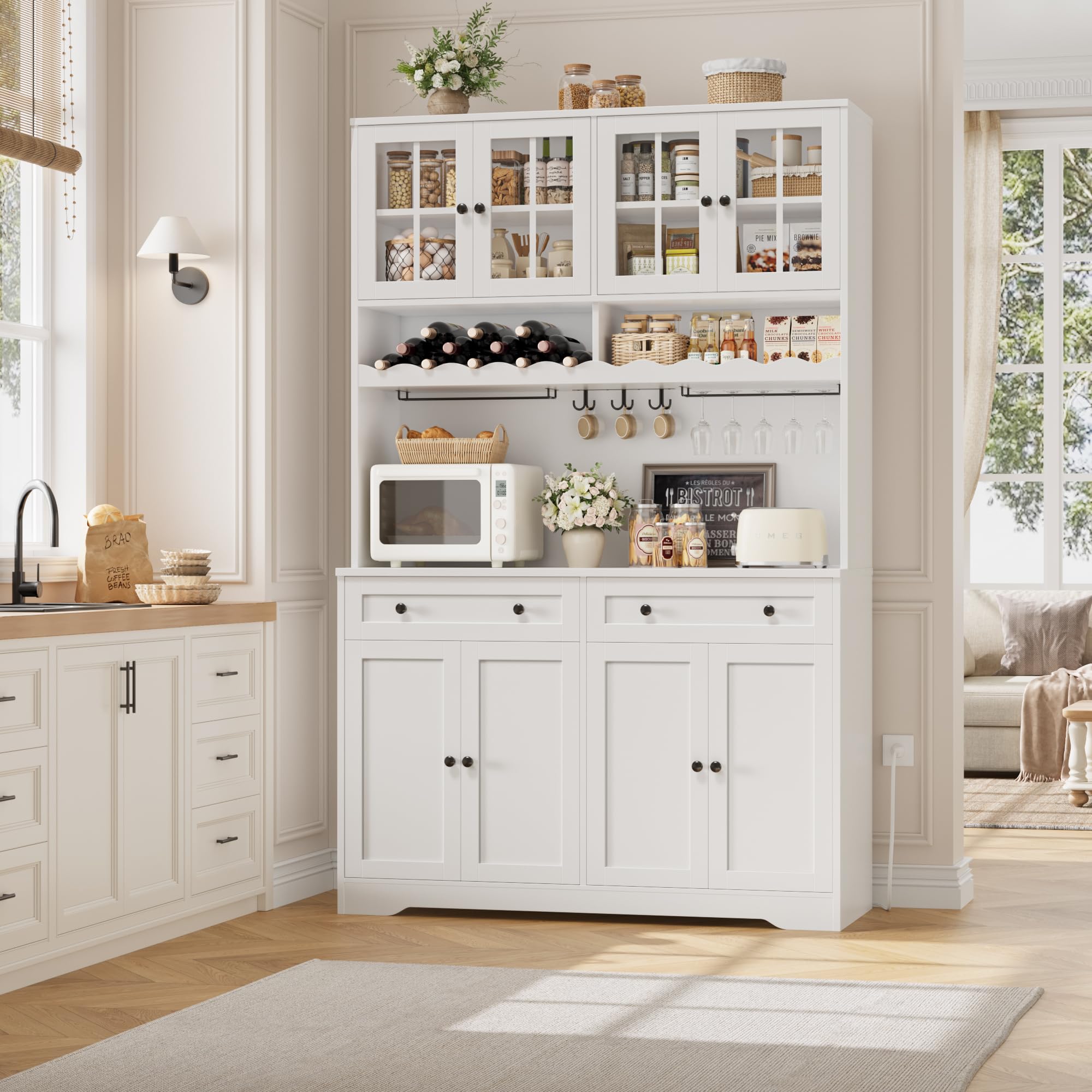 Kitchen Pantry Cabinet with Charging Station