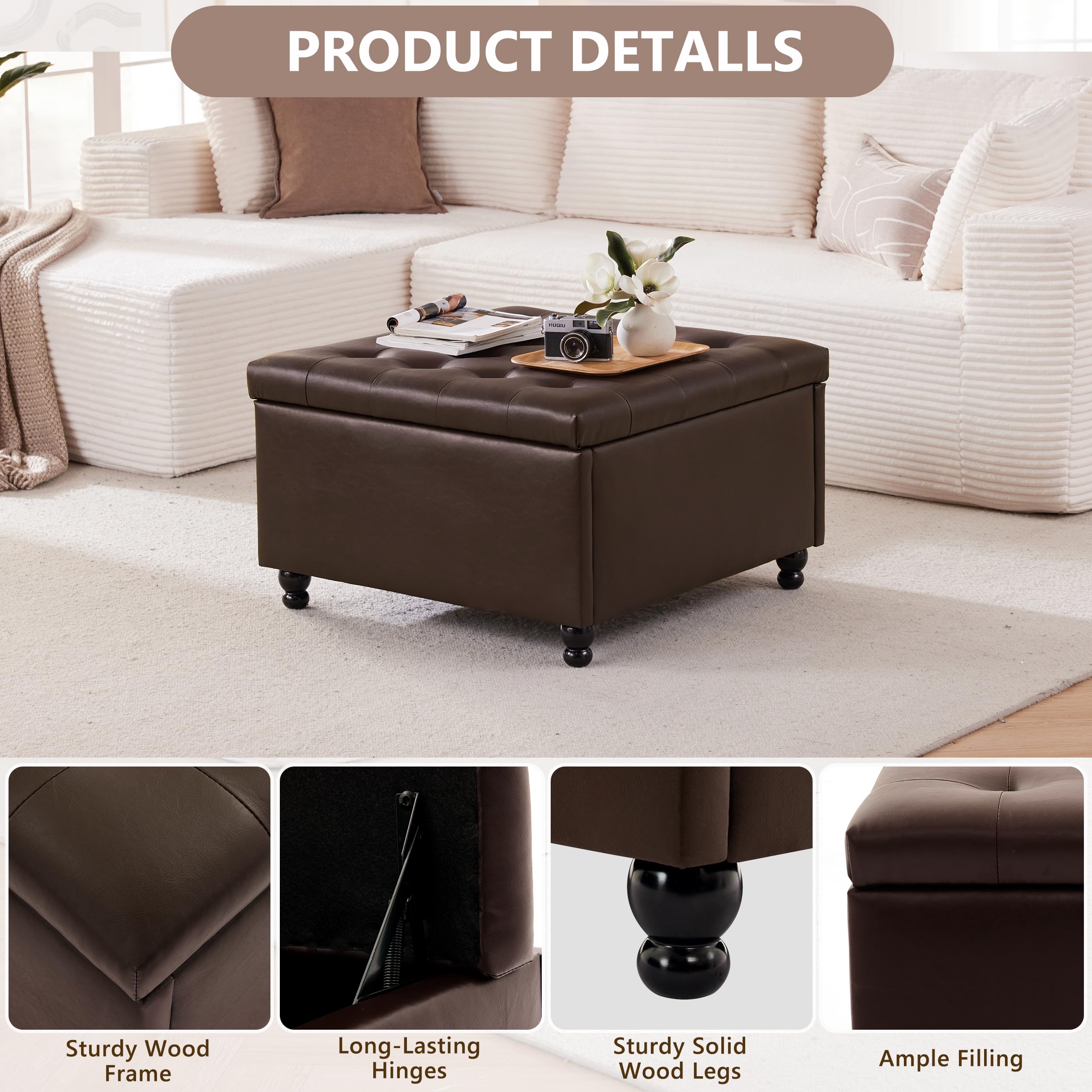 Square Storage Ottoman Coffee Table
