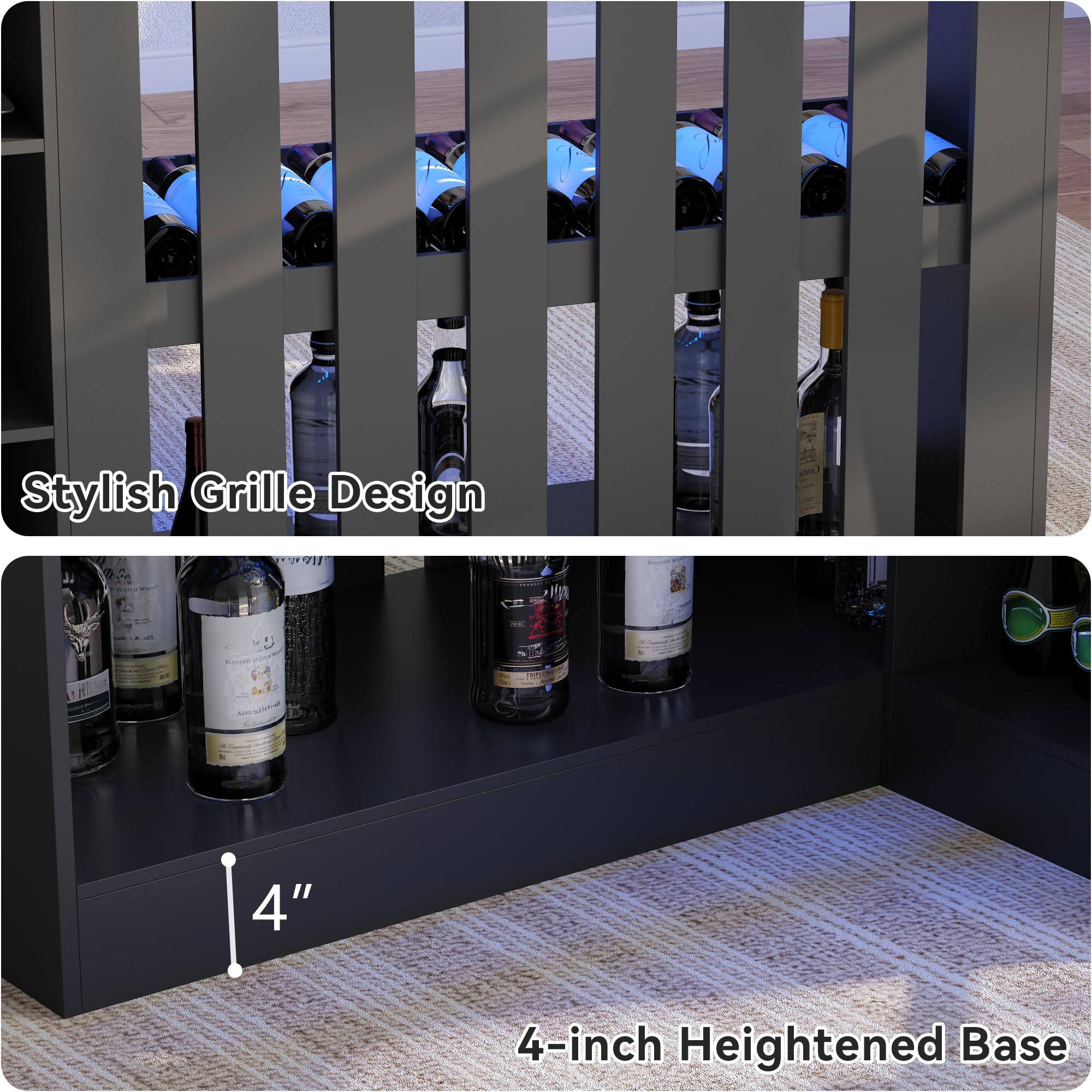 L-Shaped Bar Cabinet with LED Light