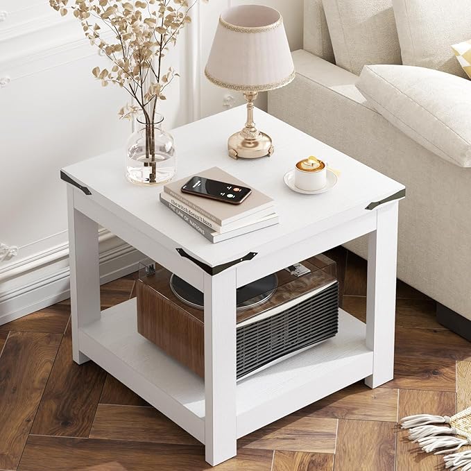 Square End Table with Storage Shelf