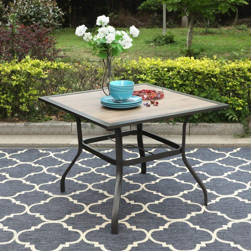37" Square Outdoor Patio Dining Table with Umbrella Hole
