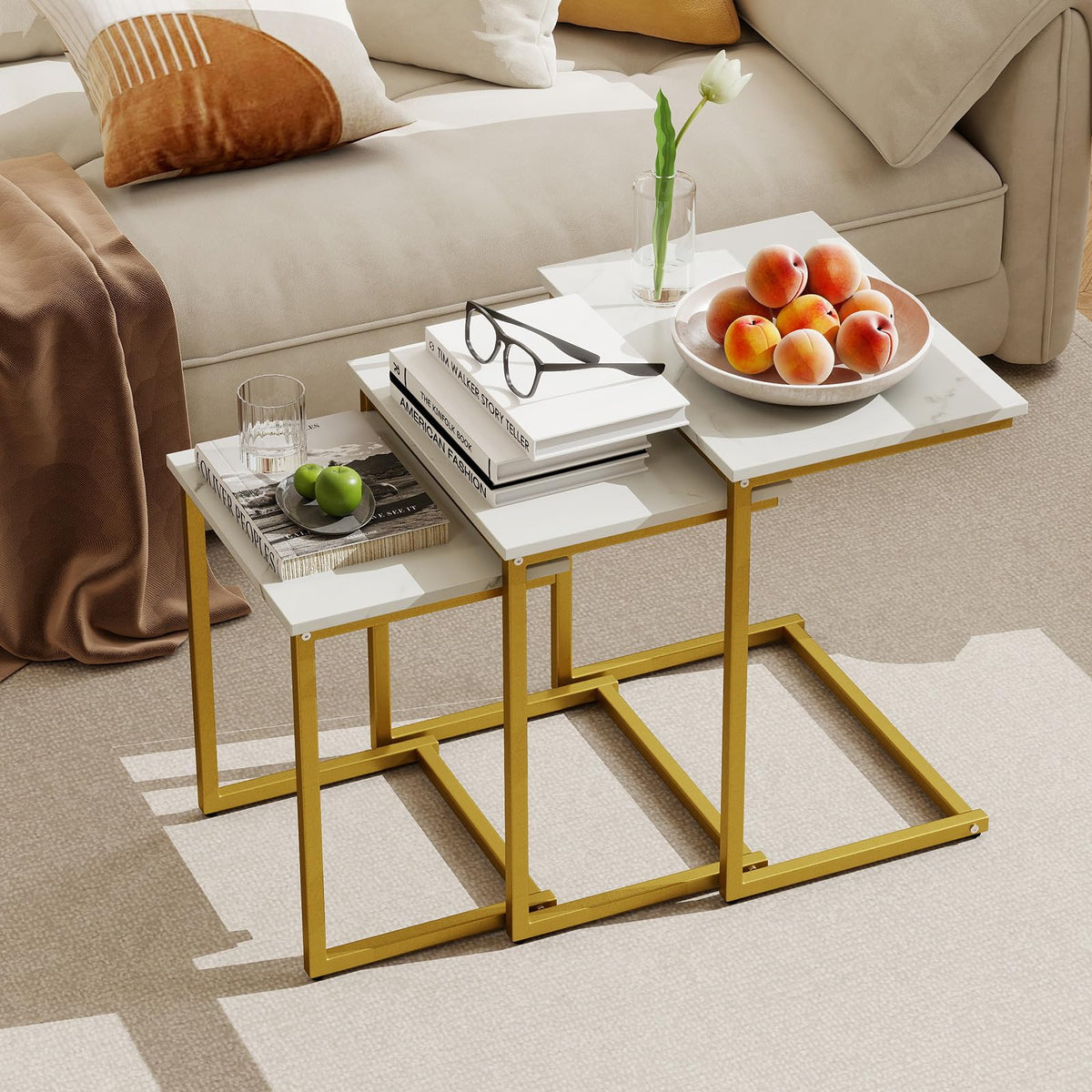 C-Shaped Nesting Tables, Set of 3