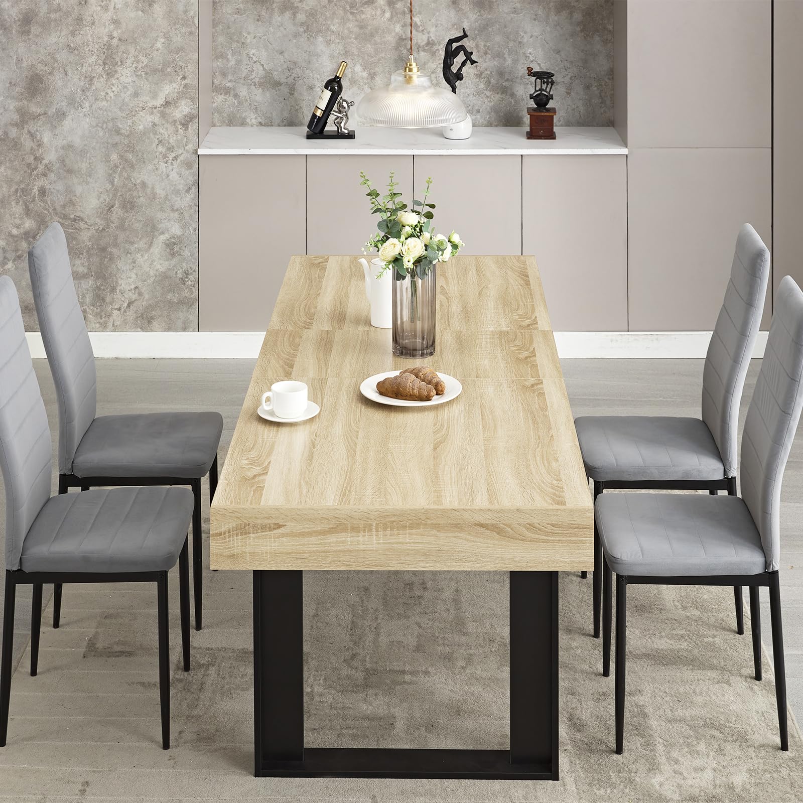 Extendable Dining Table 63"-79", Seats 6-10