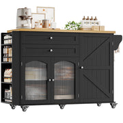 Rolling Kitchen Island Cart with Drop Leaf Countertop