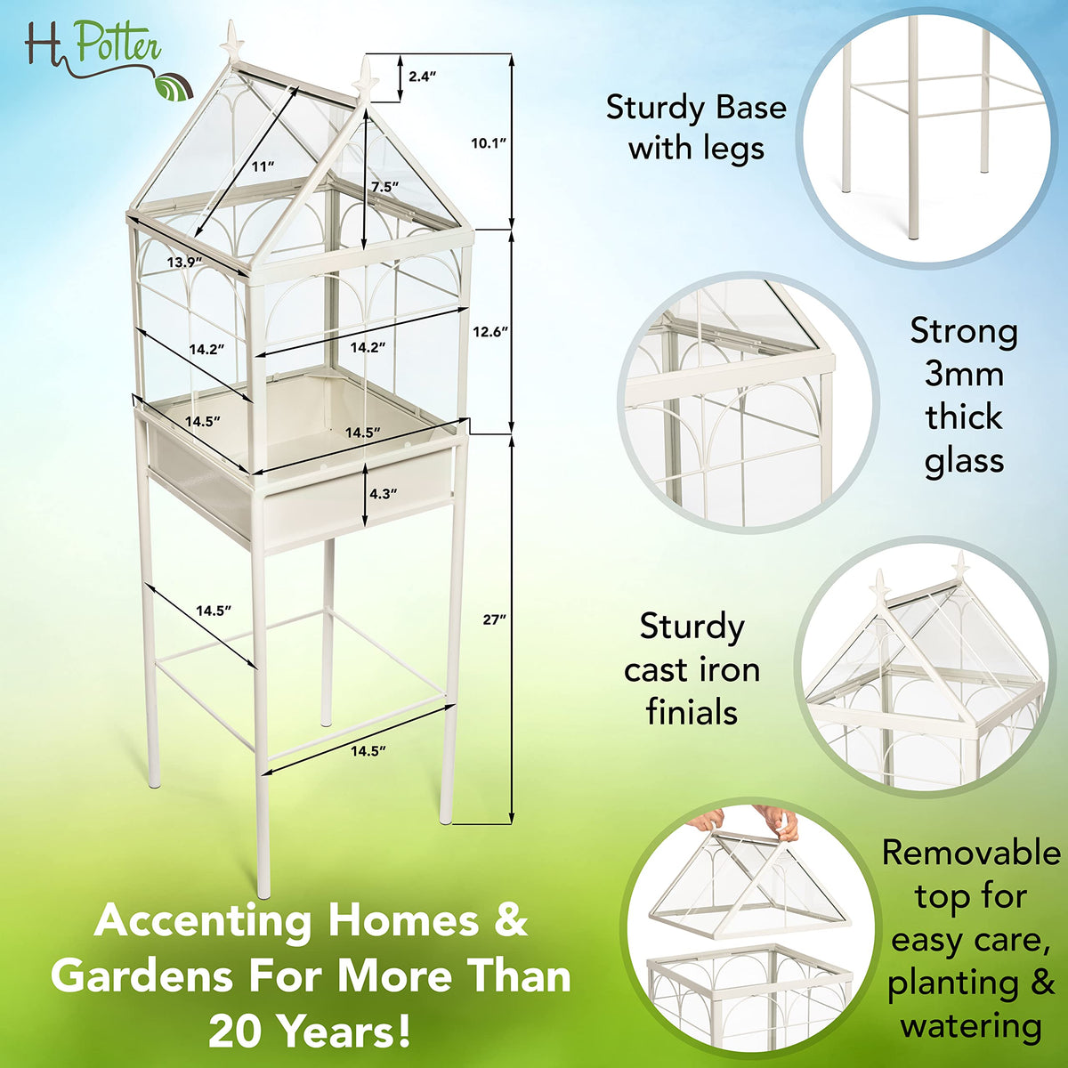 H Potter Freestanding Wardian Case Terrarium
