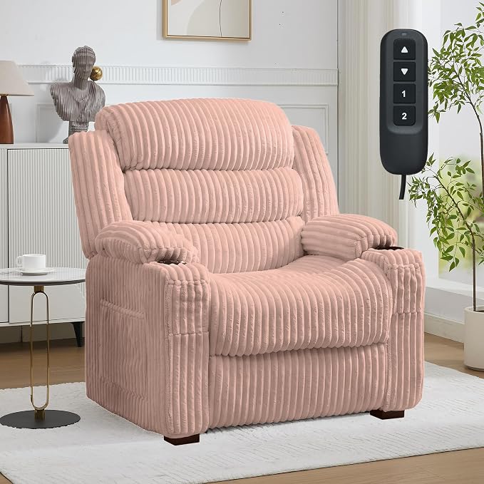 Oversized Corduroy Power Recliner