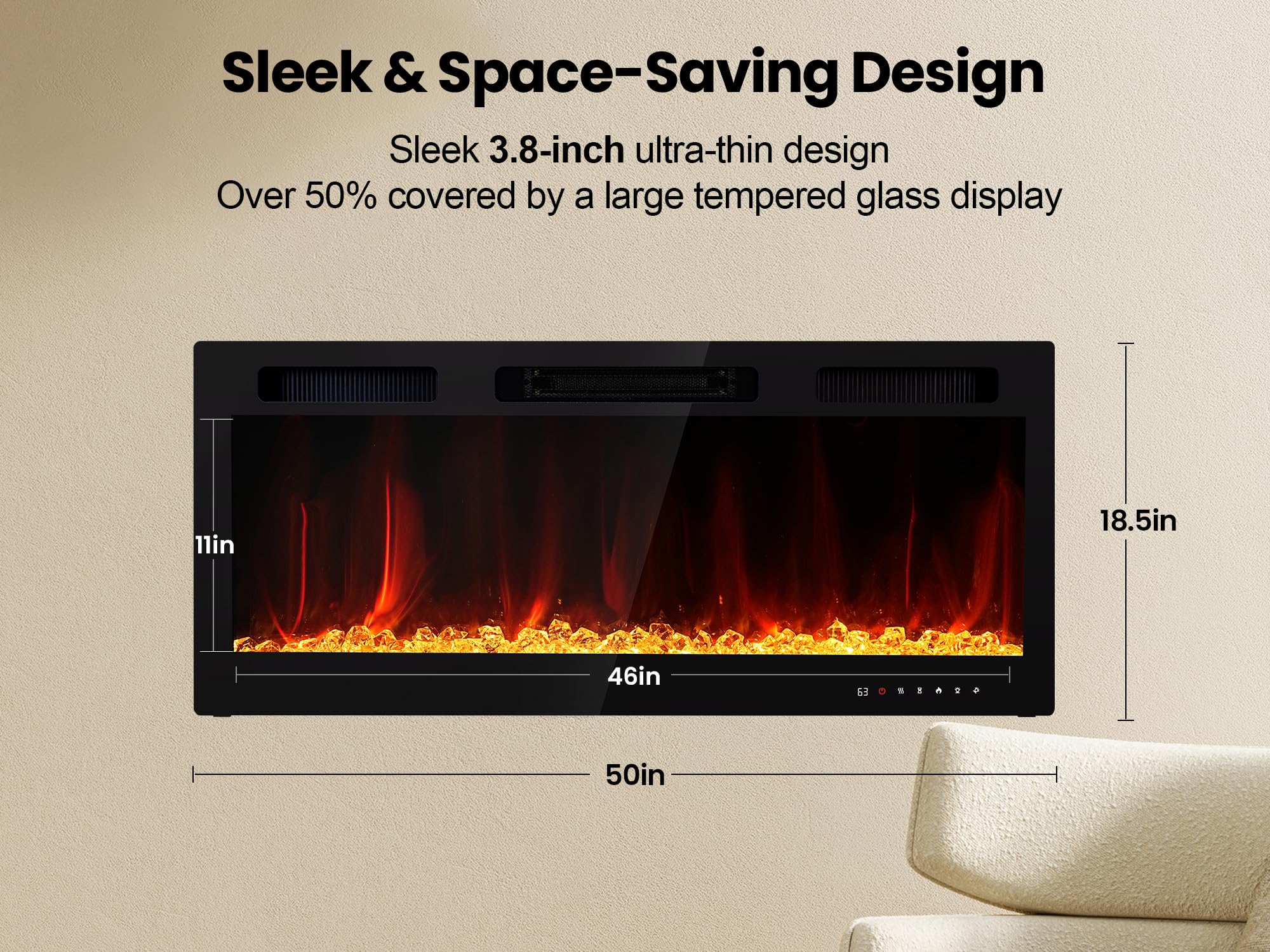 Wall-Mount Electric Fireplace with Heater