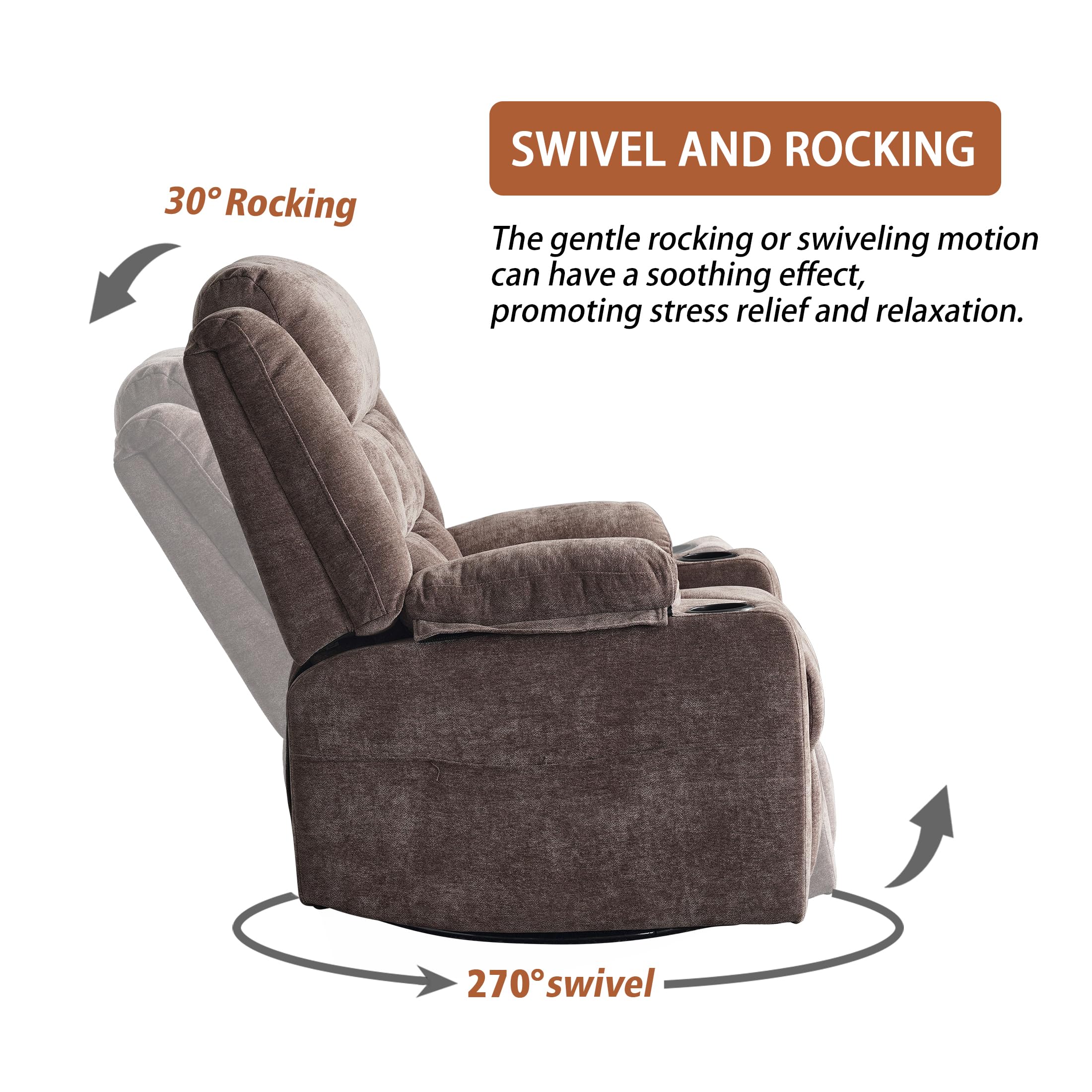 Power Swivel Rocker Recliner Chair with Massage & Heat