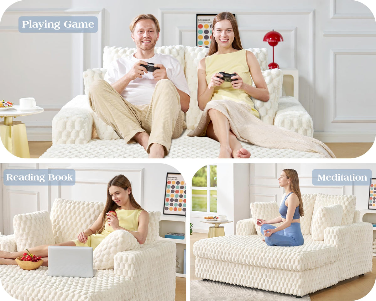 White Faux Fur Chaise Lounge
