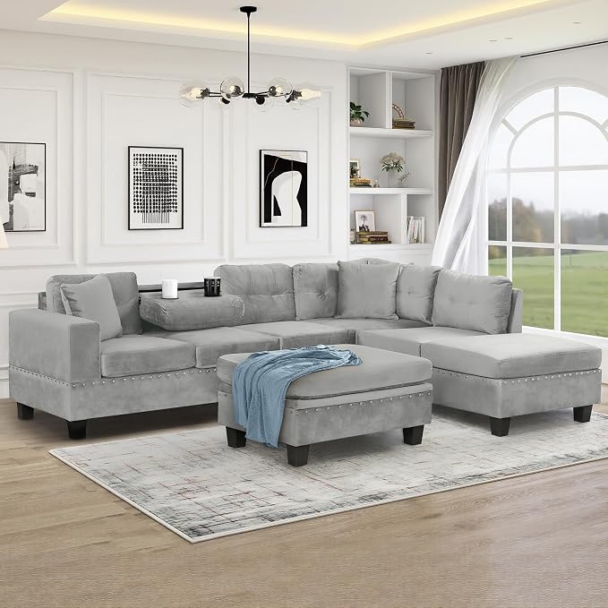 Reversible Chaise Sectional with Storage Ottoman