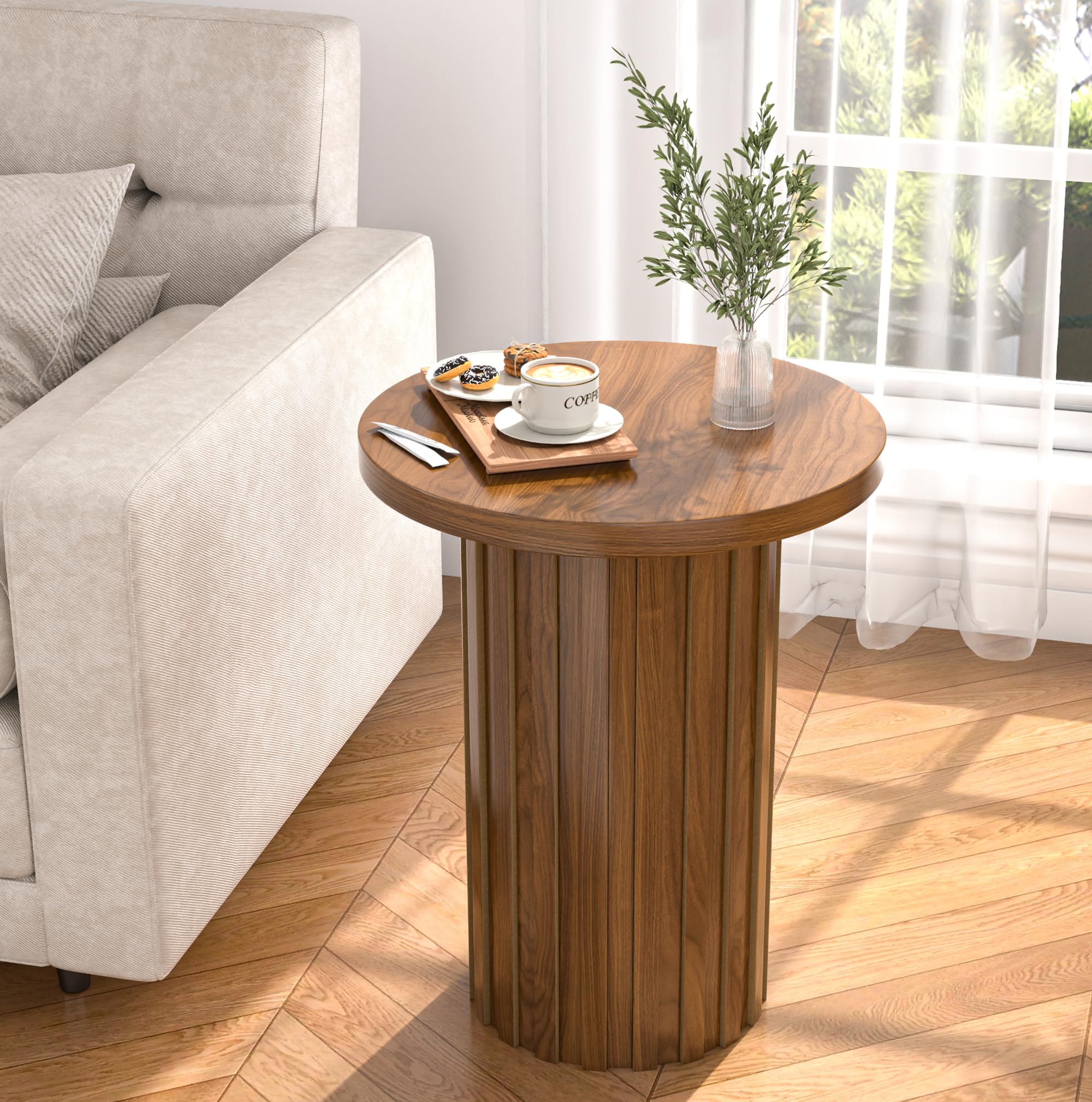 Fluted Round End Table