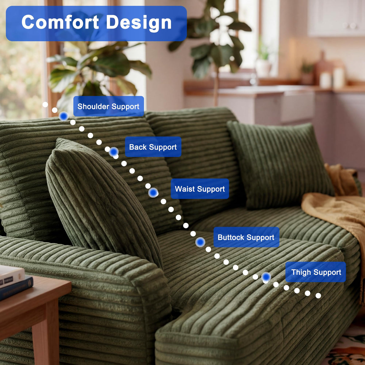 Corduroy Three-Seater Sofa
