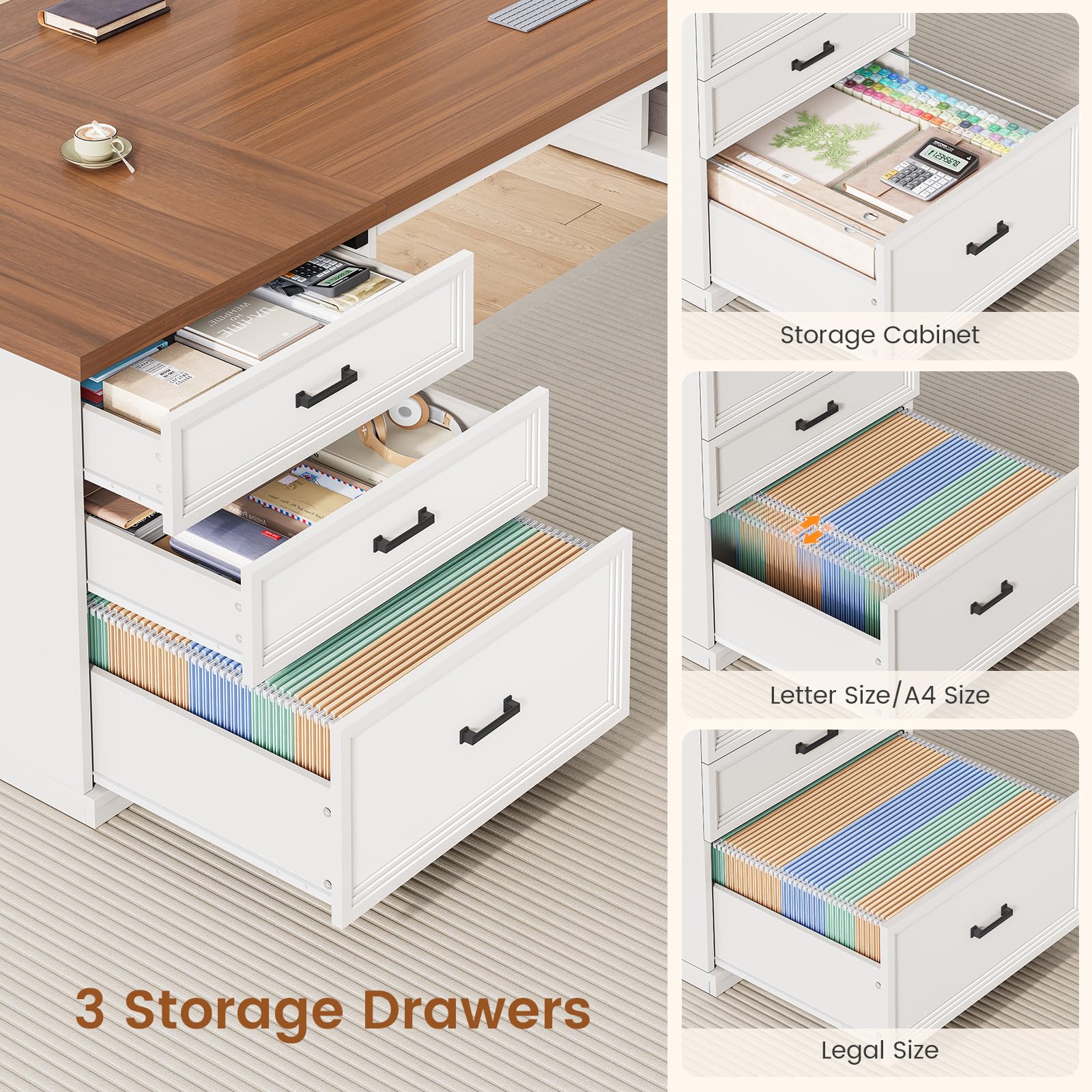 L-Shaped Executive Desk with Charging Station