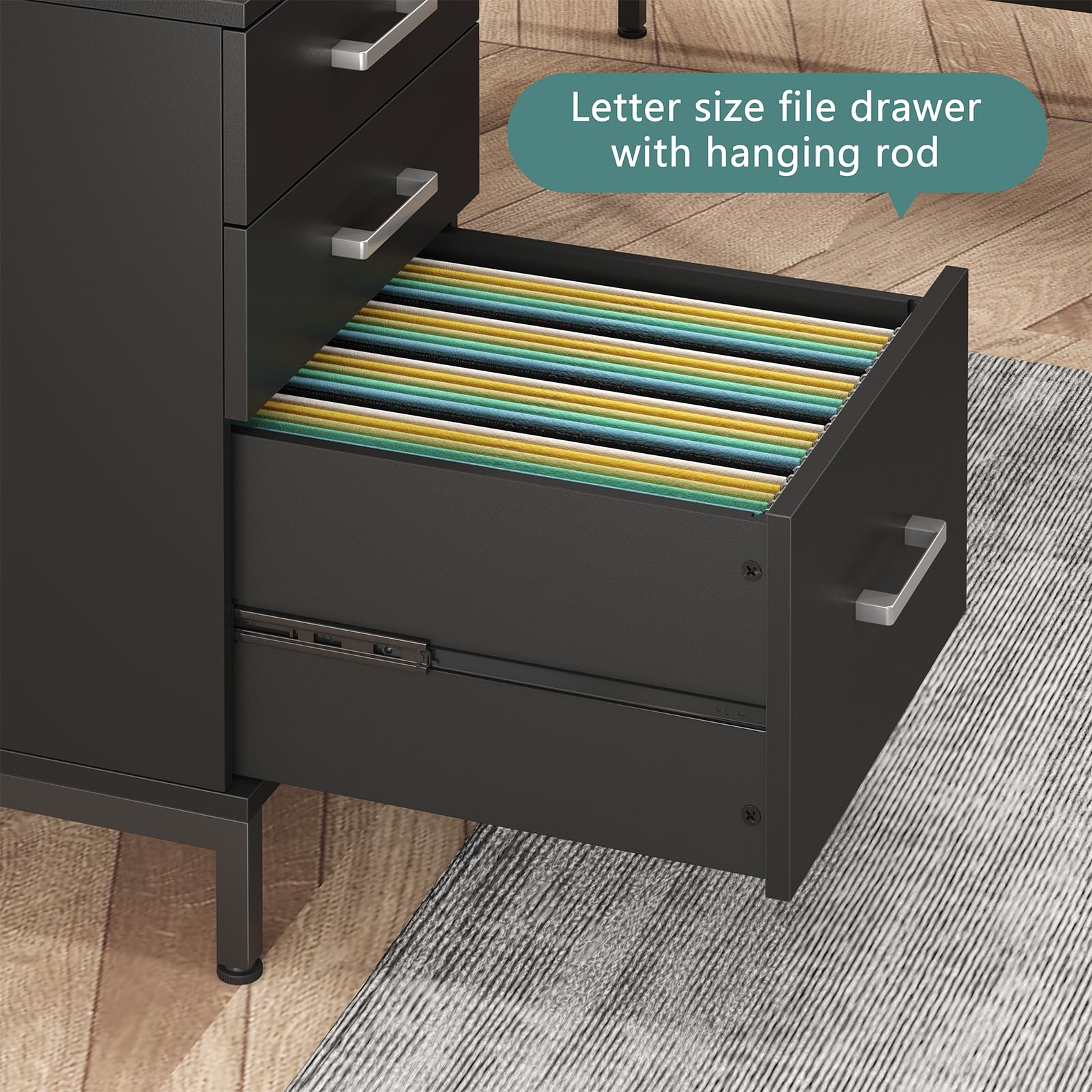 L-Shaped Corner Desk with 6 Drawers