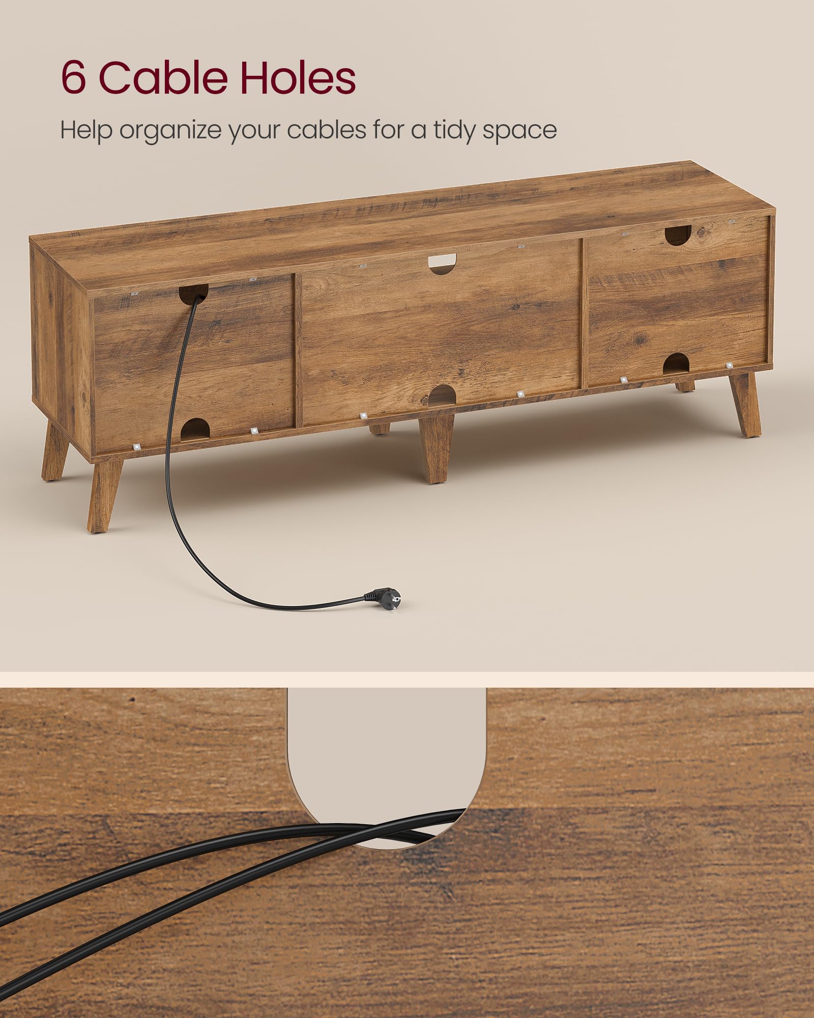 58" TV Stand with Adjustable Shelf & Storage Cabinets