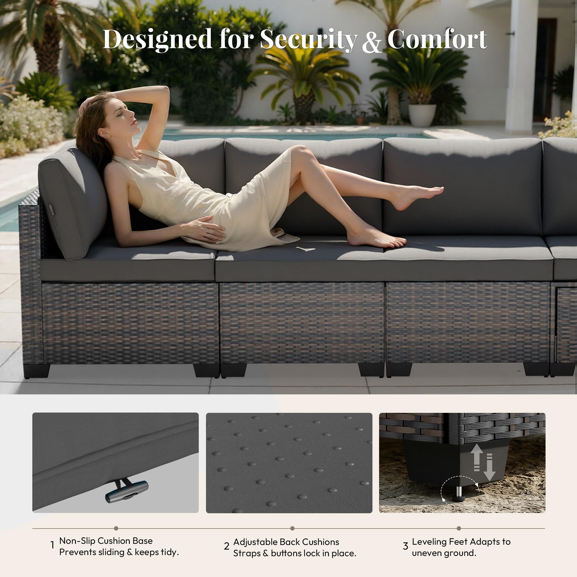 7-Piece Outdoor Rattan Sectional Sofa Set