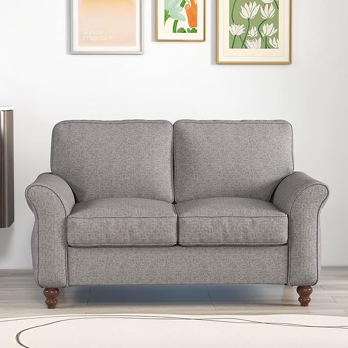Modern 2-Seater Loveseat Sofa with Side Pockets