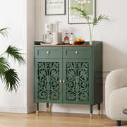 Carved Wood Sideboard with Drawer