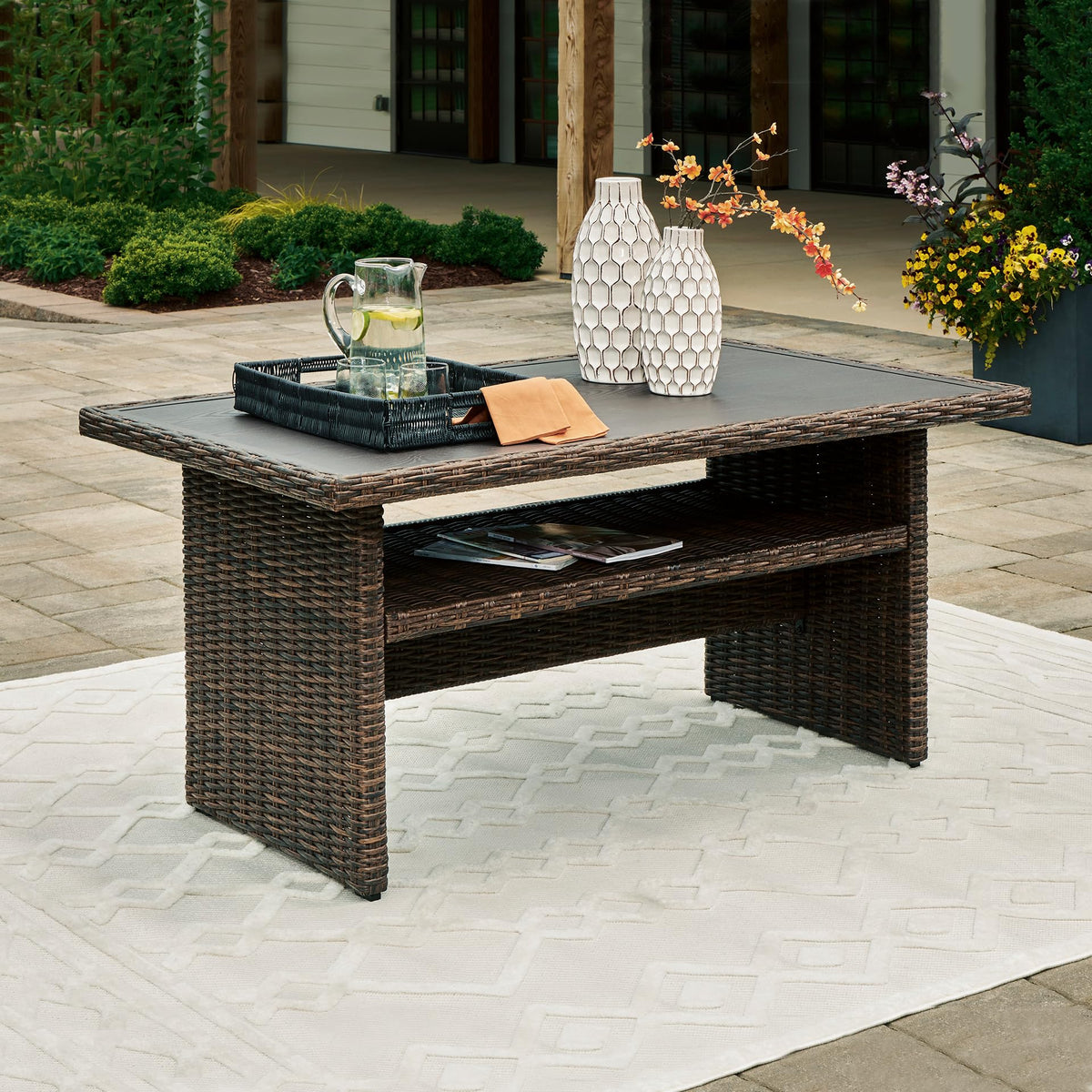 Signature Design by Ashley Brook Ranch Outdoor Dining Table with Storage