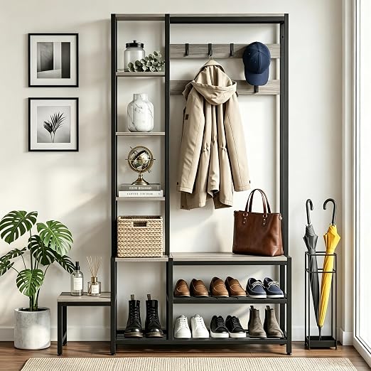 Hall Tree with Shoe Bench