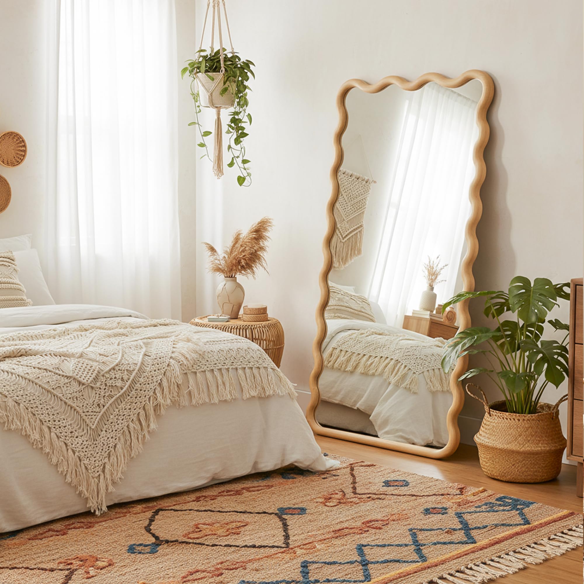 Wavy Wood Full Length Mirror