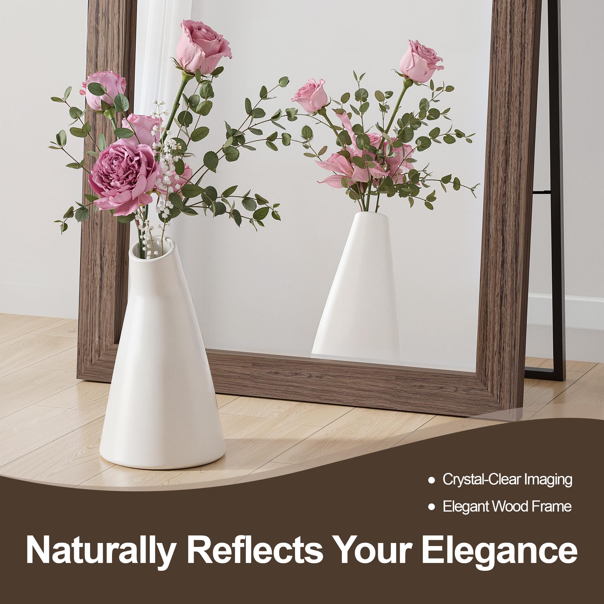 Full Length Floor Mirror with Wood Frame
