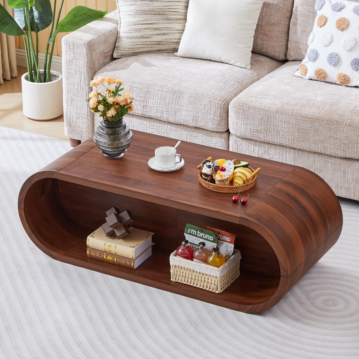 Oval Coffee Table with Storage