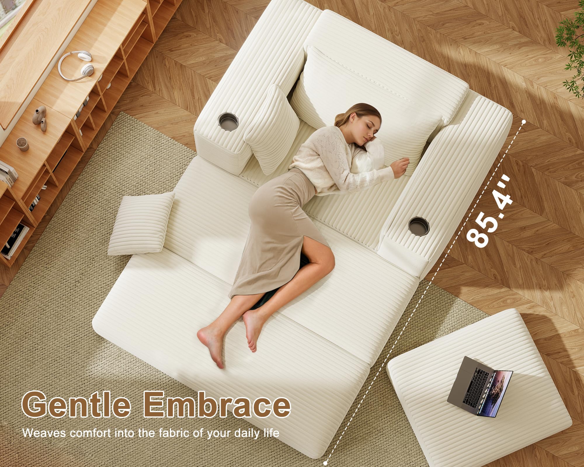Oversized Convertible Chaise Lounge Sofa Bed