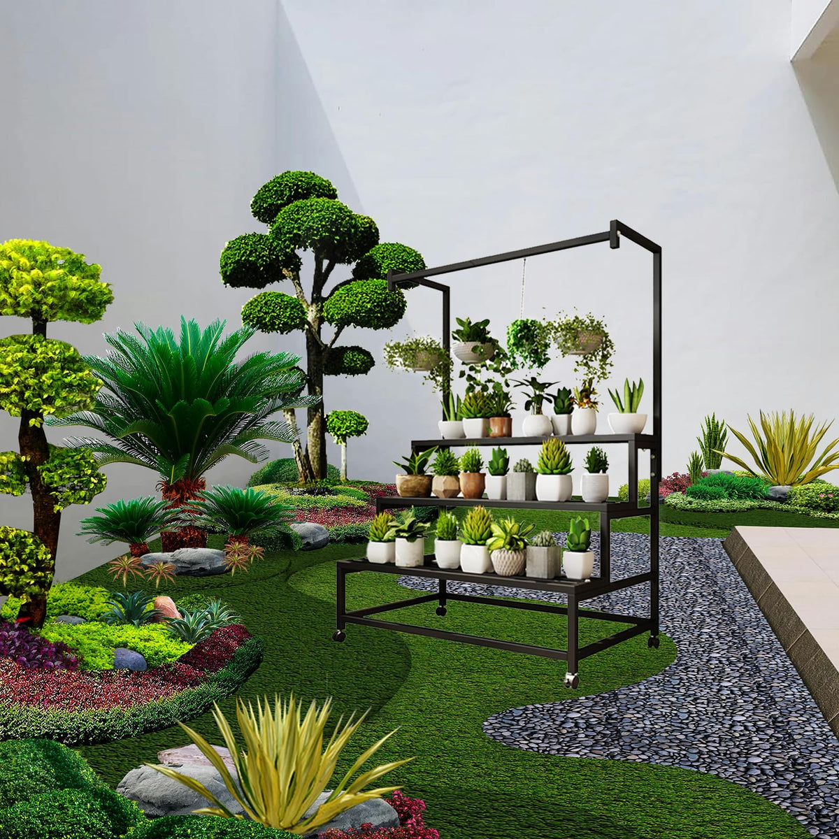 4-Tier Rolling Plant Stand