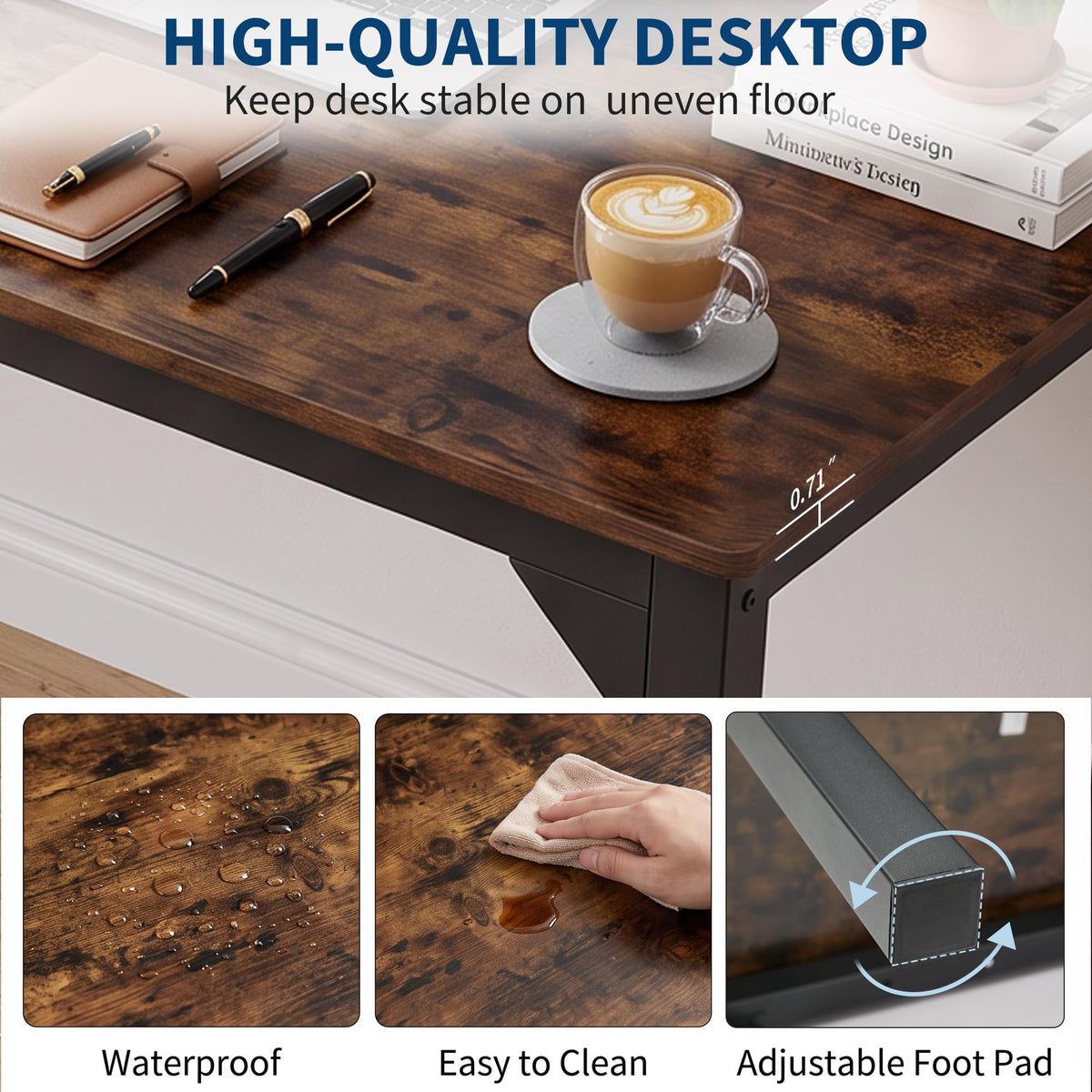 78.7 Inch Extra Long Computer Desk, Gaming Writing Work Desk, Rustic Brown