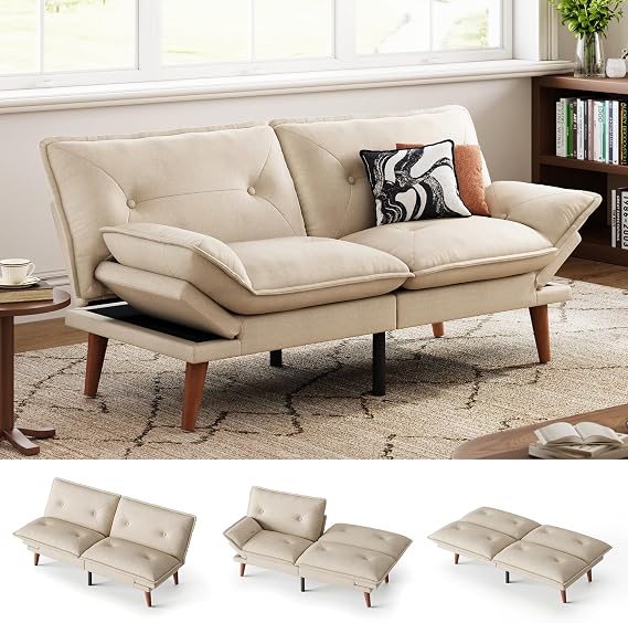 Convertible Futon Sofa Bed – 3-in-1 Chenille Loveseat Sleeper