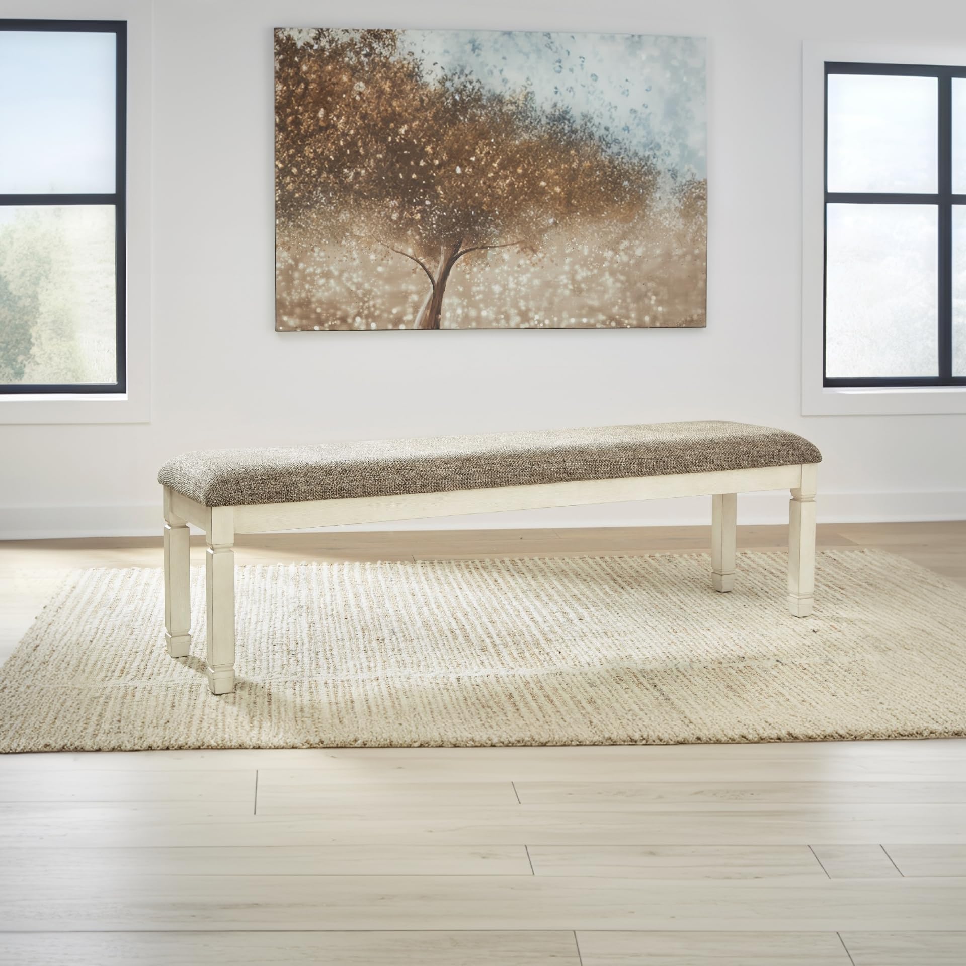 Upholstered Dining Bench with Foam Cushion