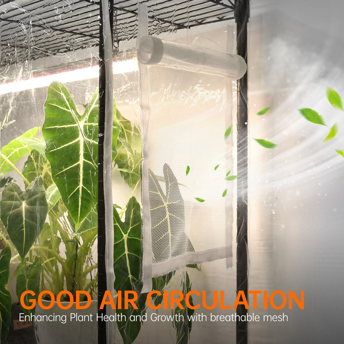Bstrip 5-Tier Indoor Greenhouse with Grow Light, 35.4x13.8x71in