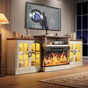Farmhouse Fireplace TV Stand with 3-Sided Electric Fireplace