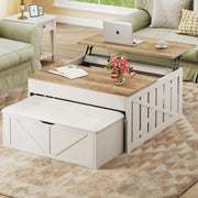White Lift-Top Coffee Table with Storage Bench