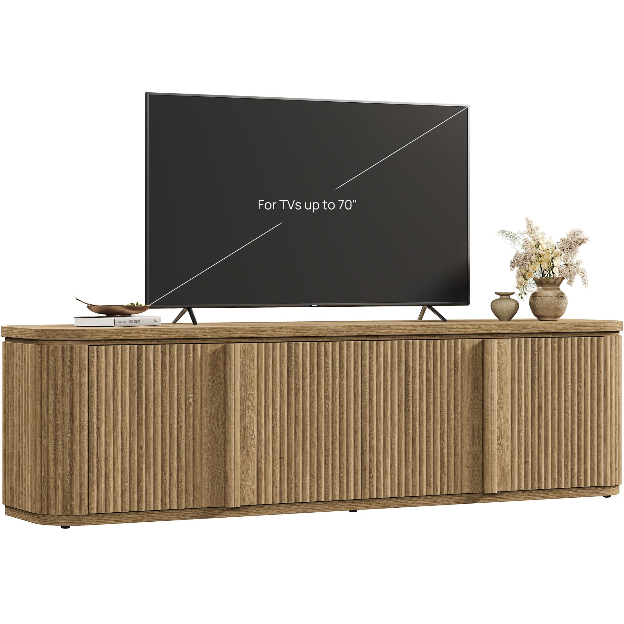 Fluted TV Stand with Storage, Fits TVs up to 70"