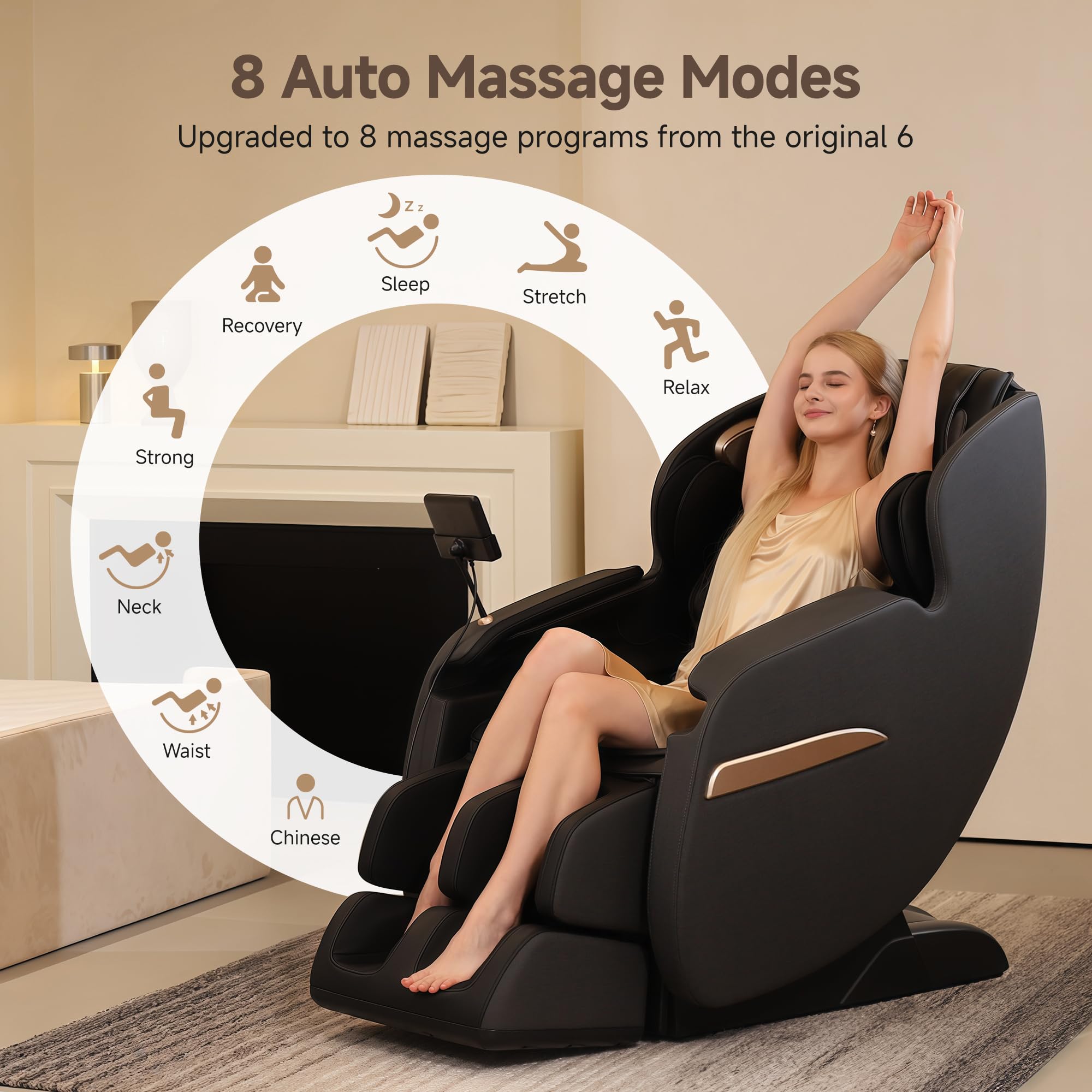 Real Relax 2026 Upgraded 2D SL-Track Massage Chair,Recliner Full Body Zero Gravity with 8 Auto Modes and Upgraded LCD Screen,Added Voice Broadcast,Headrest Cushion,Child Lock and Pause Button,Black