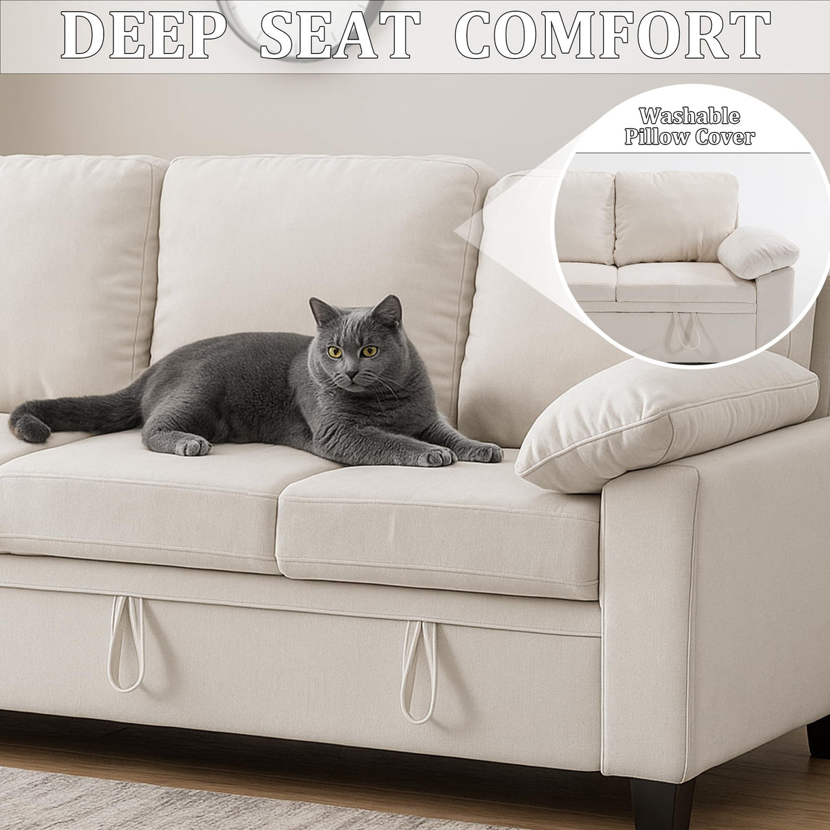 108''Modular Sectional Sleeper Sofa, L Shape Pull Out Sofa Bed with Storage