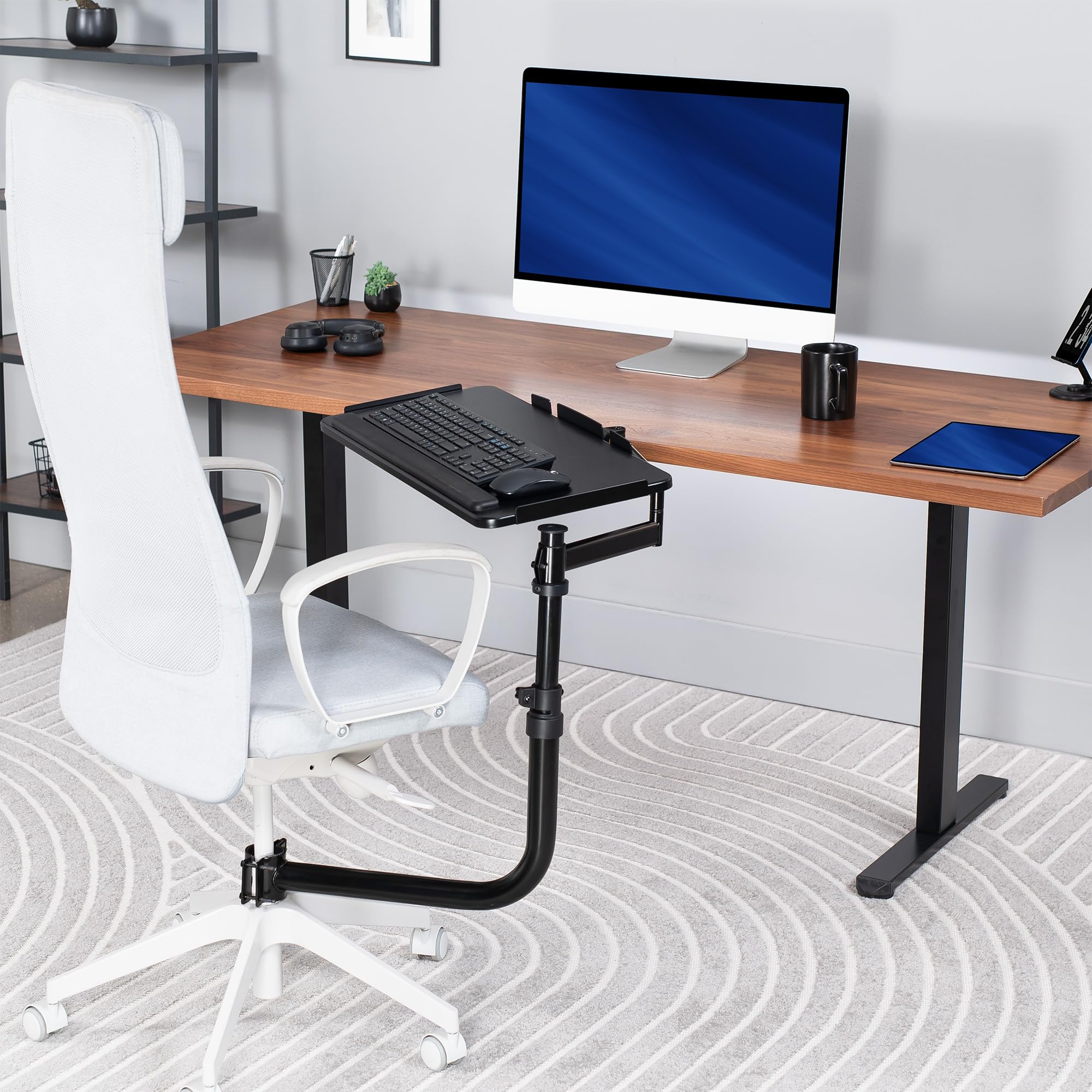 Chair-Mounted Keyboard & Mouse Tray with 360° Rotation