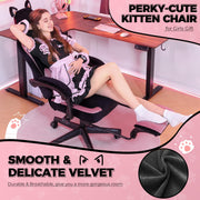 Pink Gaming Chair Cute with Cat Ears Ergonomic Computer Chair with Cat Embroidery Adjustable Memory Foam Lumbar Support and Headrest Comfortable Reclining Office Chair for Girls, Teens, Women