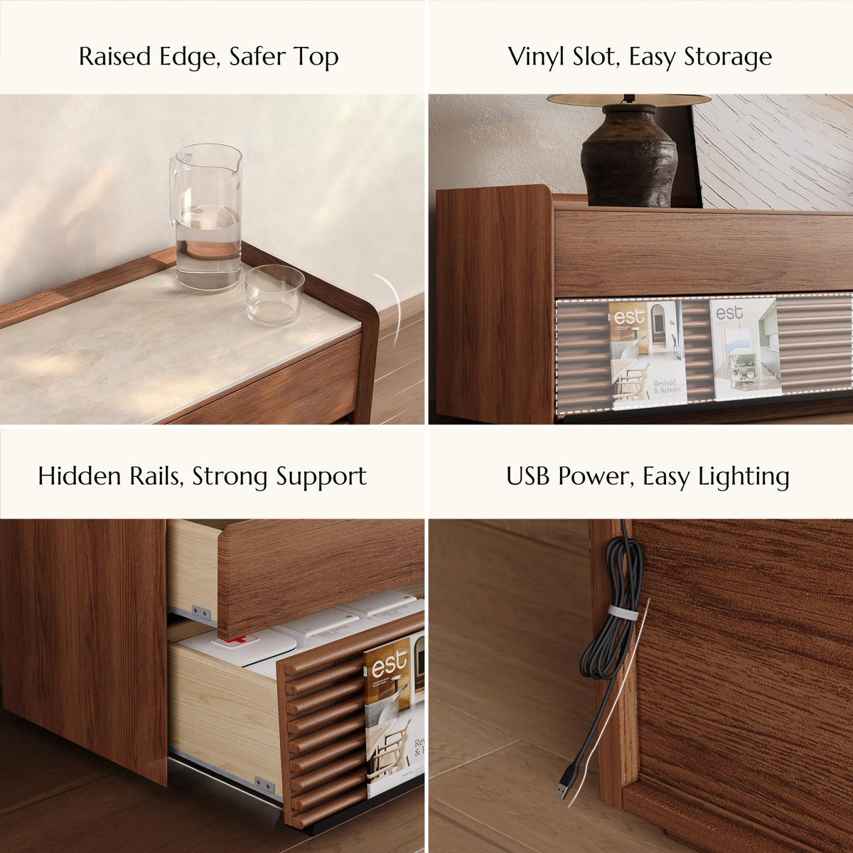 Wood TV Stand with LED Lighting