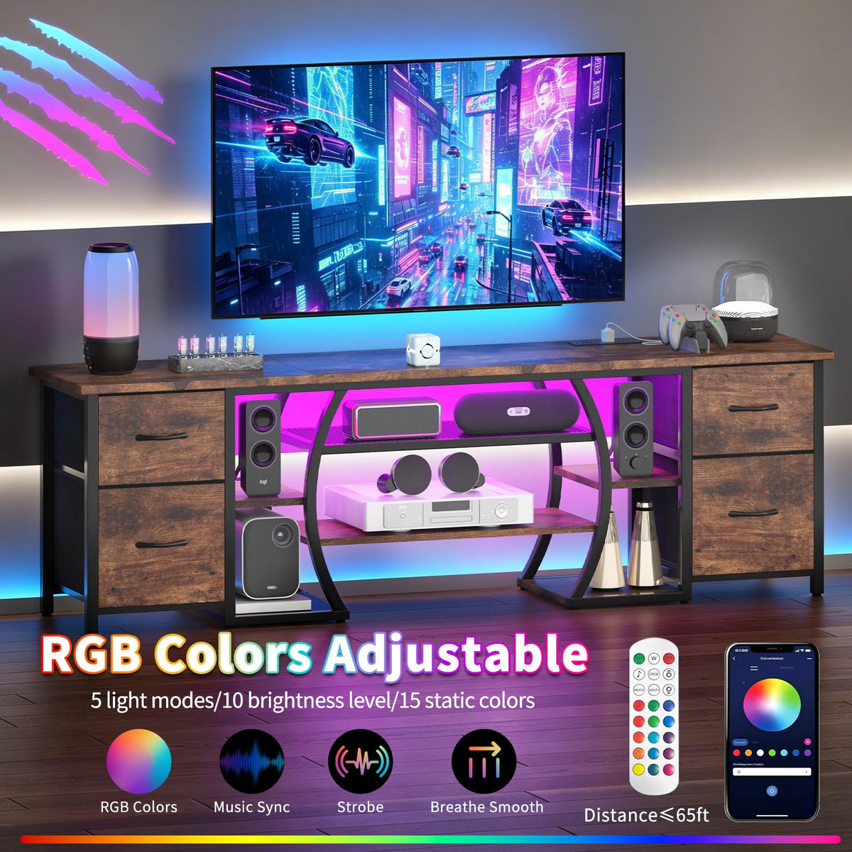 LED TV Stand with Power Outlets