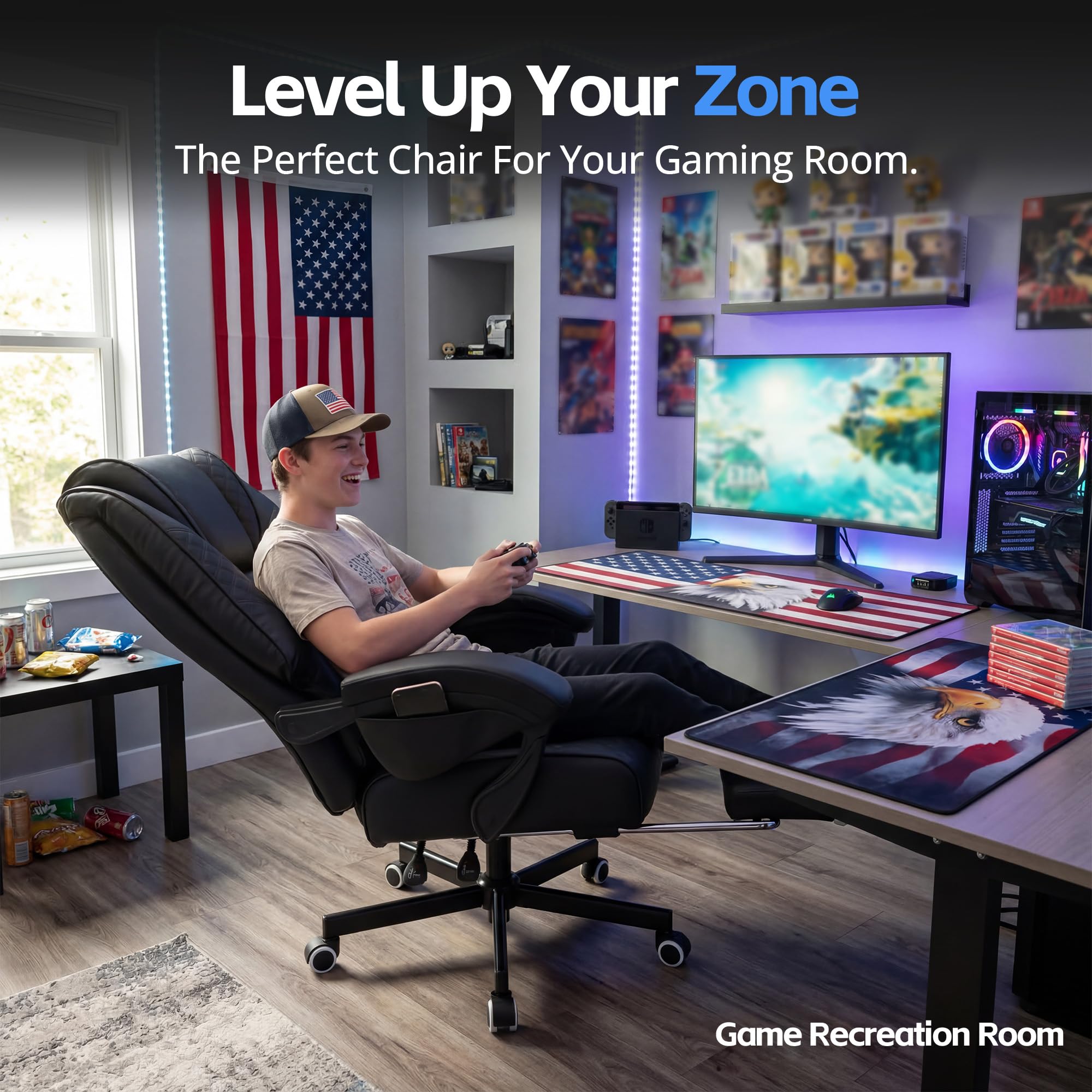 Big & Tall Gaming & Office Chair with Footrest & Lumbar Support