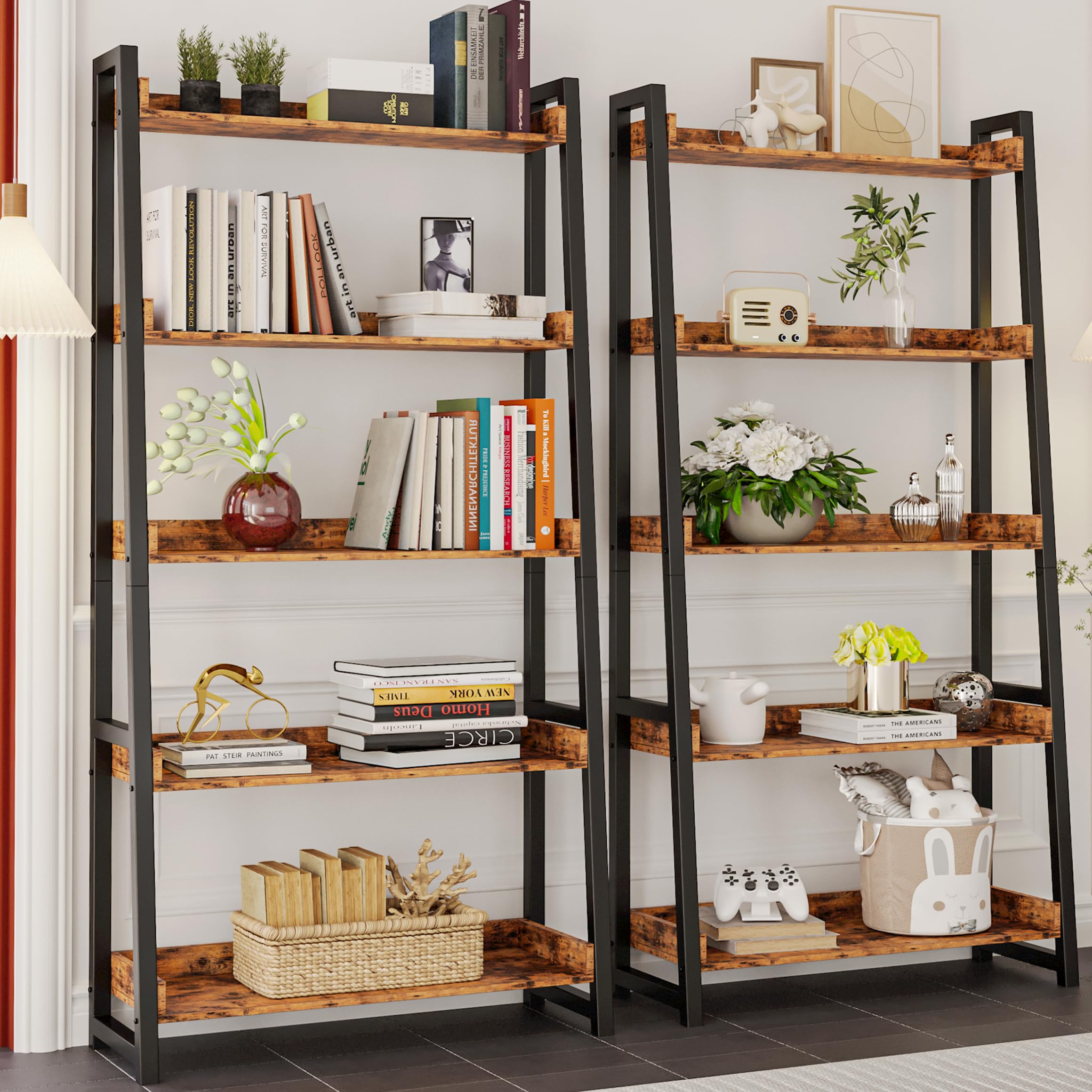 5-Tier Industrial Ladder Shelf