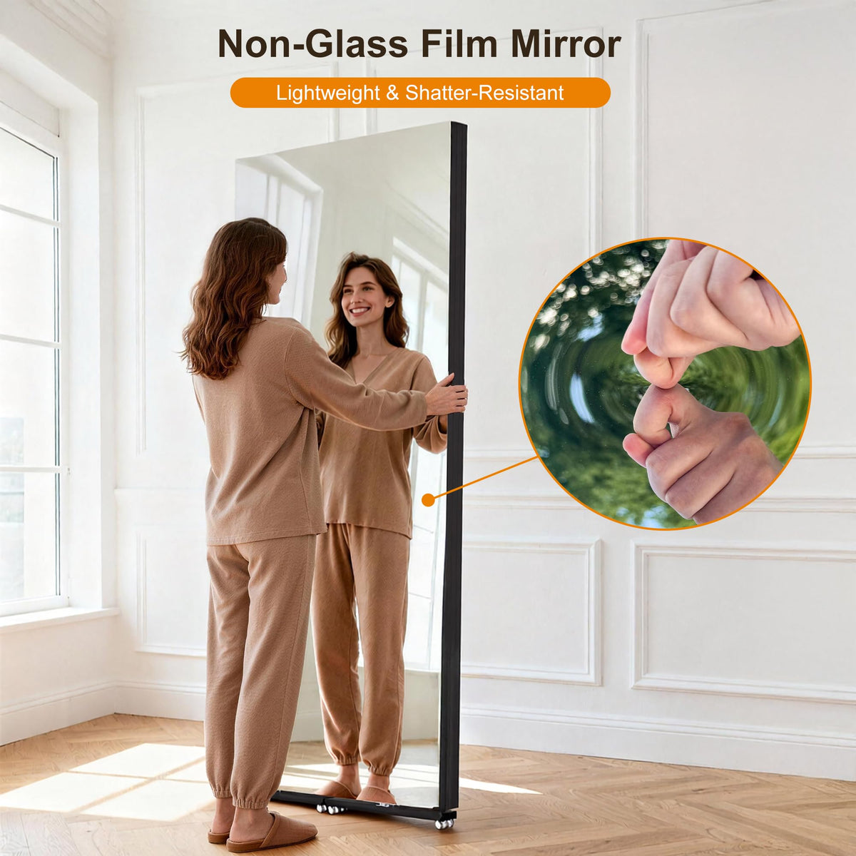 Brisafe Mobile Folding Screen NanoMirror, 118 x 71 in, White