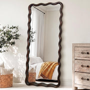 Brown Wavy Wood Full-Length Mirror