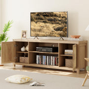Rattan Boho TV Stand with Storage
