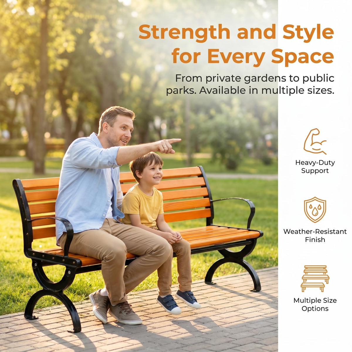 Wood Slat Outdoor Garden Bench